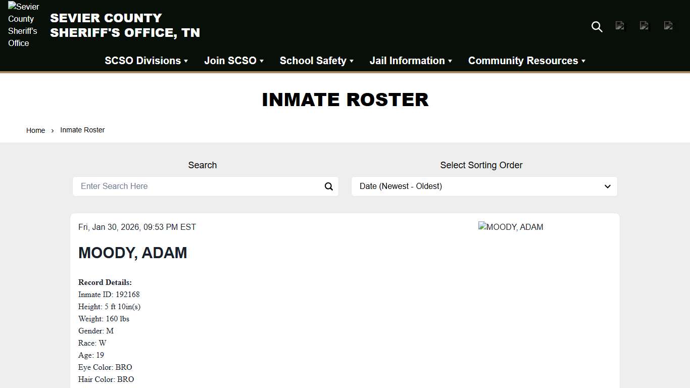 Inmate Roster Sevier County Sheriff’s Office